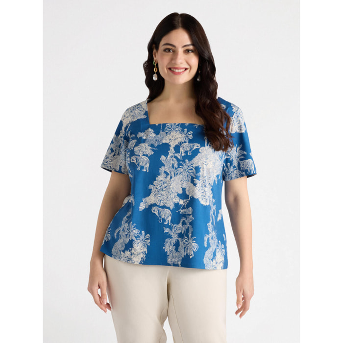 Fiorella Rubino - Blusa estampado selva - Azul