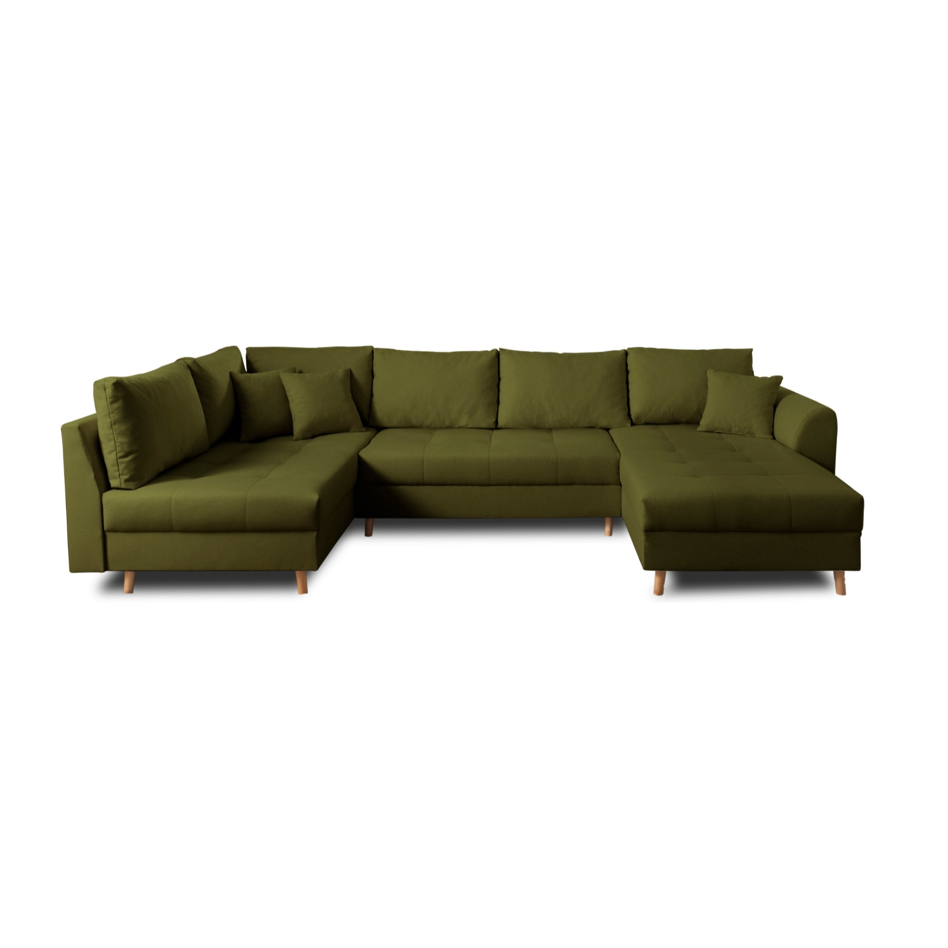 Rune - canapé panoramique avec pouf d'appoint - 7 places - style scandinave - gauche - Vert Olive