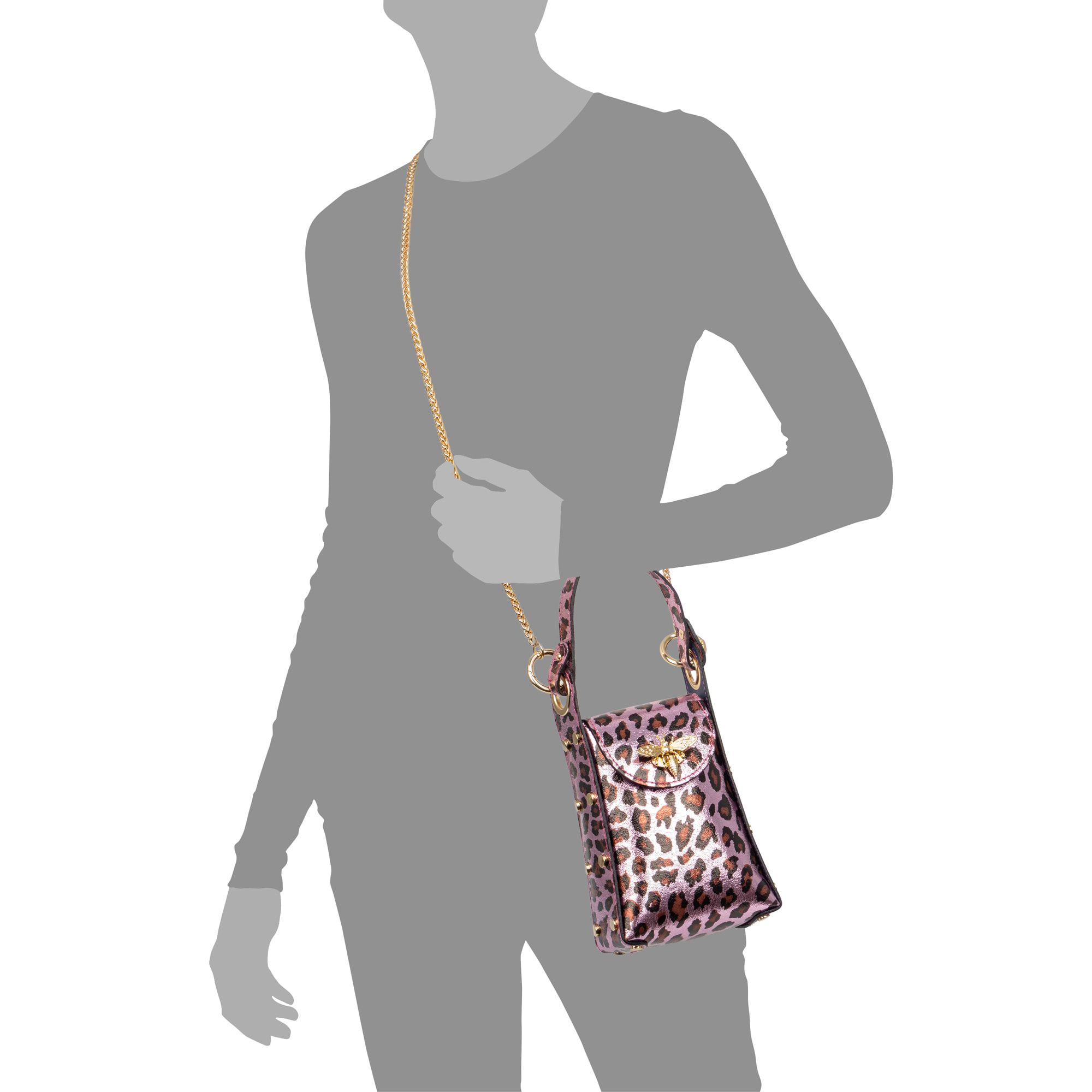 Alviano bolso de mano mujer. Piel auténtica Gamuza con estampado animal print leopardo lacada brillante.