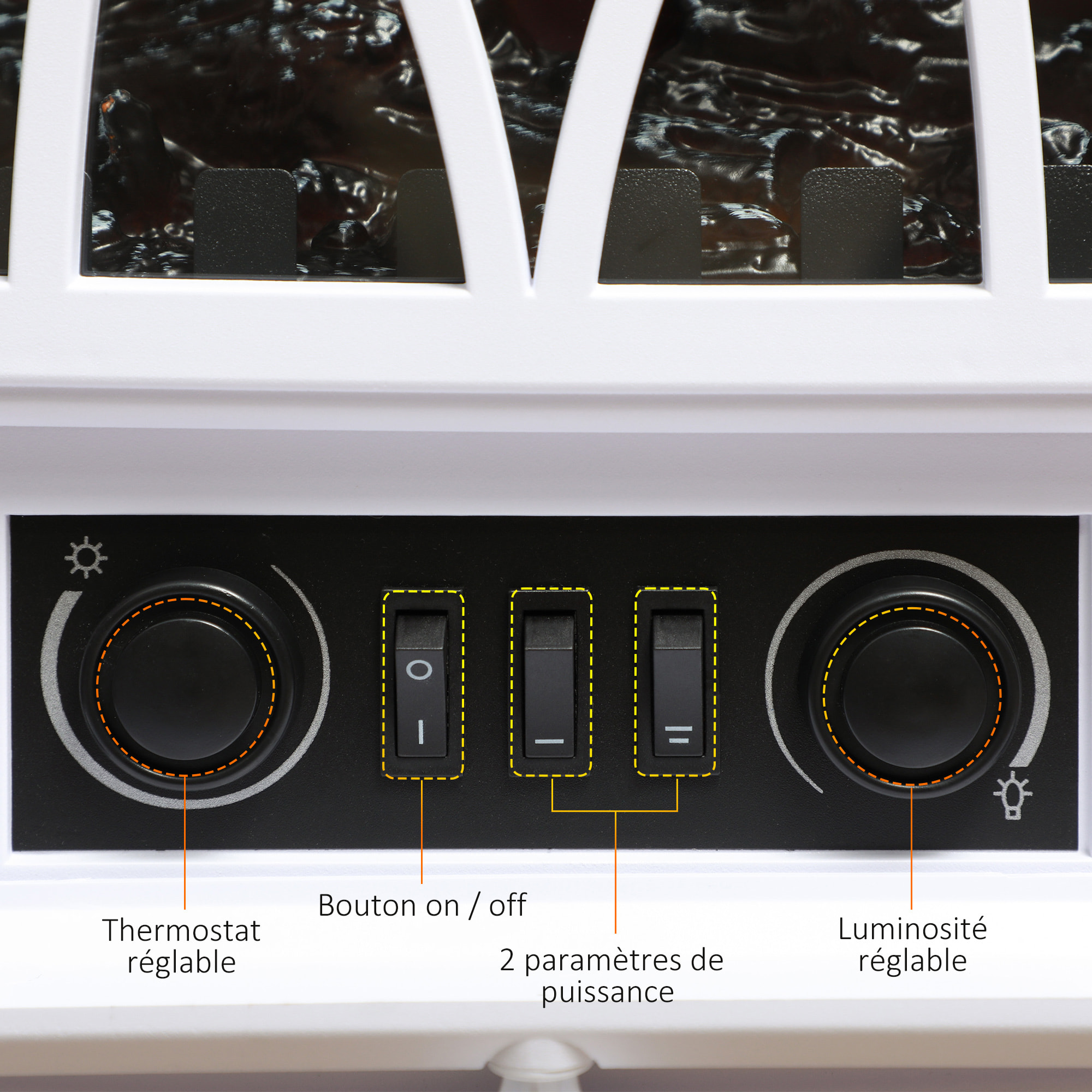 Cheminée électrique poêle style rétro thermostat 1000-2000 W blanc