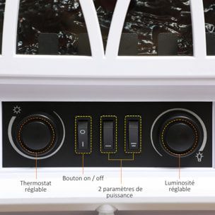 Cheminée électrique poêle style rétro thermostat 1000-2000 W blanc