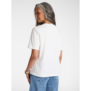 Elena Mirò - Camiseta con bordado floral - Blanco