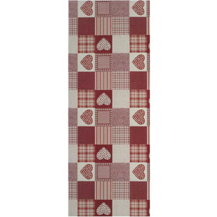 SALLY Alfombra vinílica de cocina patchwork en rojo, varias medidas disponibles.
