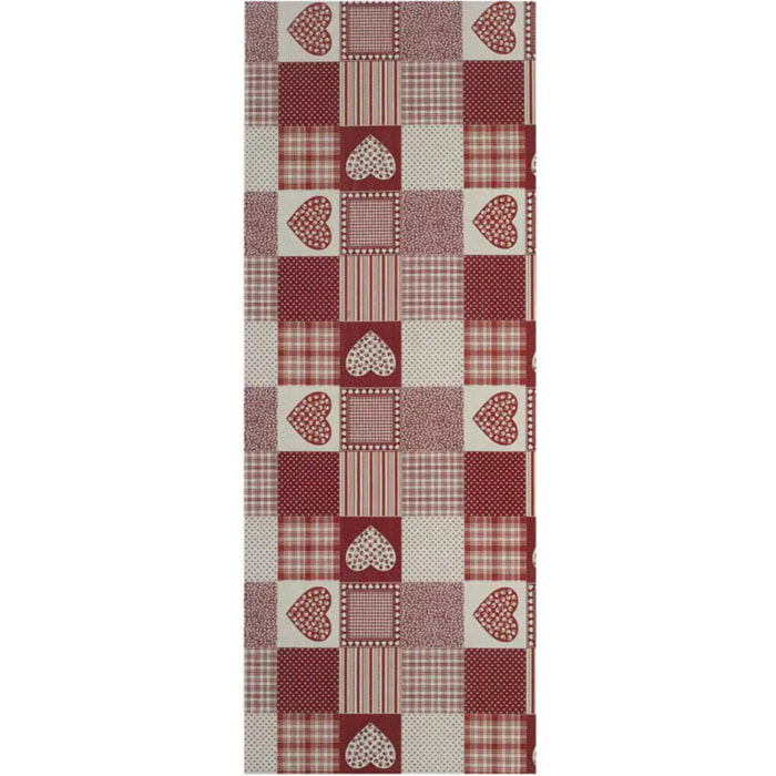 SALLY Alfombra vinílica de cocina patchwork en rojo, varias medidas disponibles.