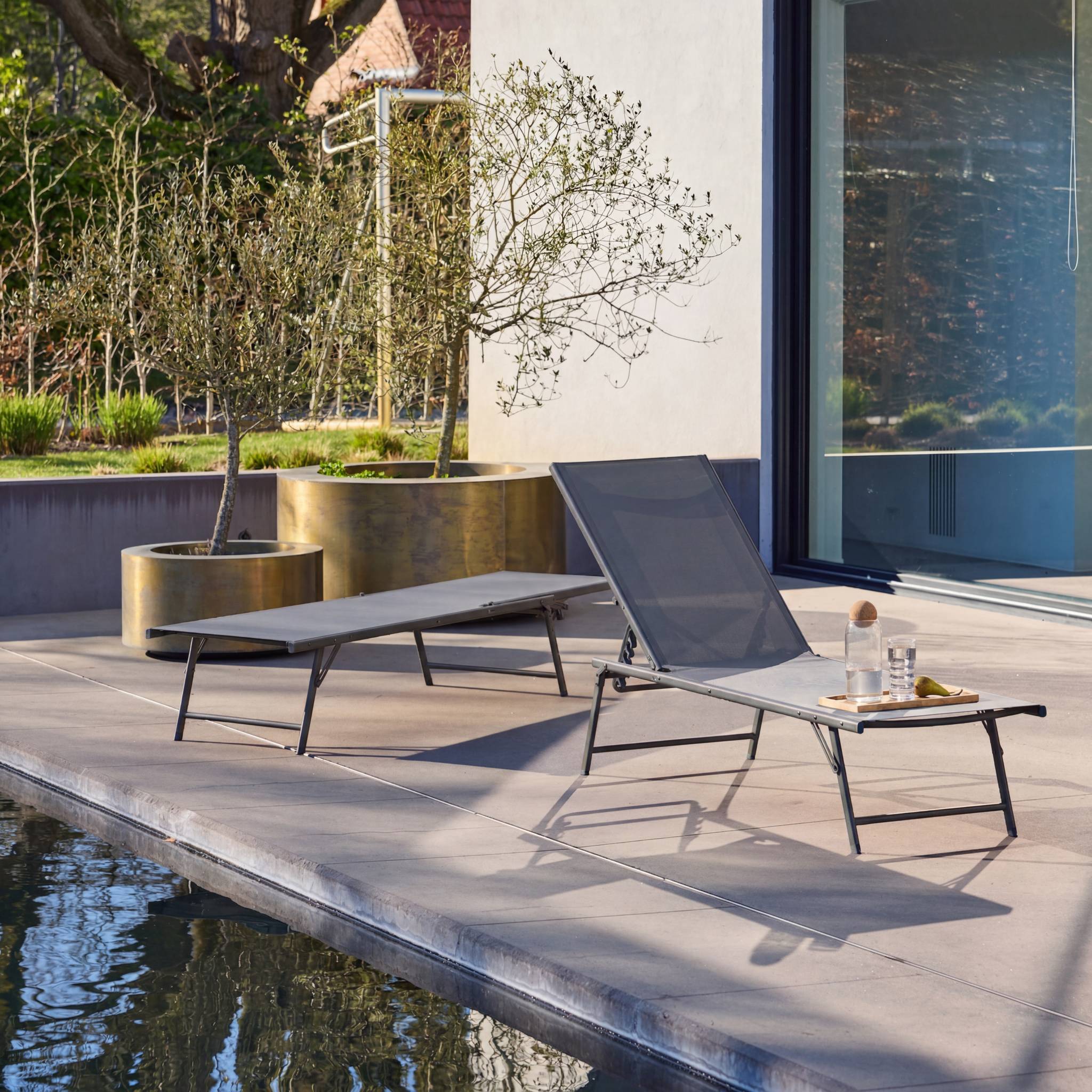 Bain de soleil acier textilène multi positions (lot de 2) TROPEA