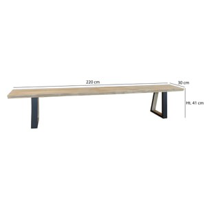 Lot de 2 bancs en bois d'acacia 230cm HERA