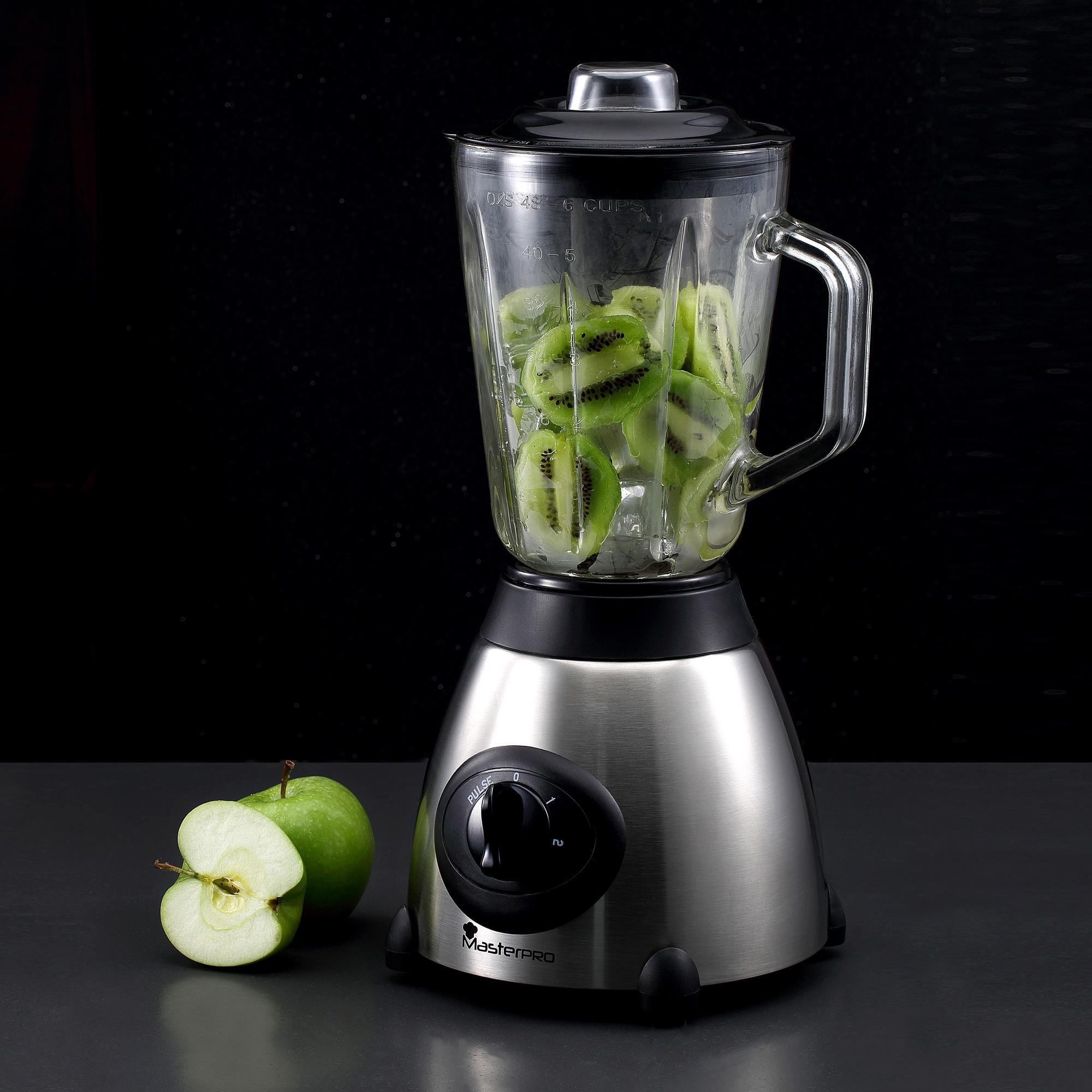 Batidora de vaso 500w de 1,5l 2+1 velocidades en acero inoxidable masterpro