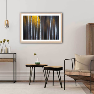 Affiche paysage Rideau d'automne Affiche + cadre en bois - Chêne