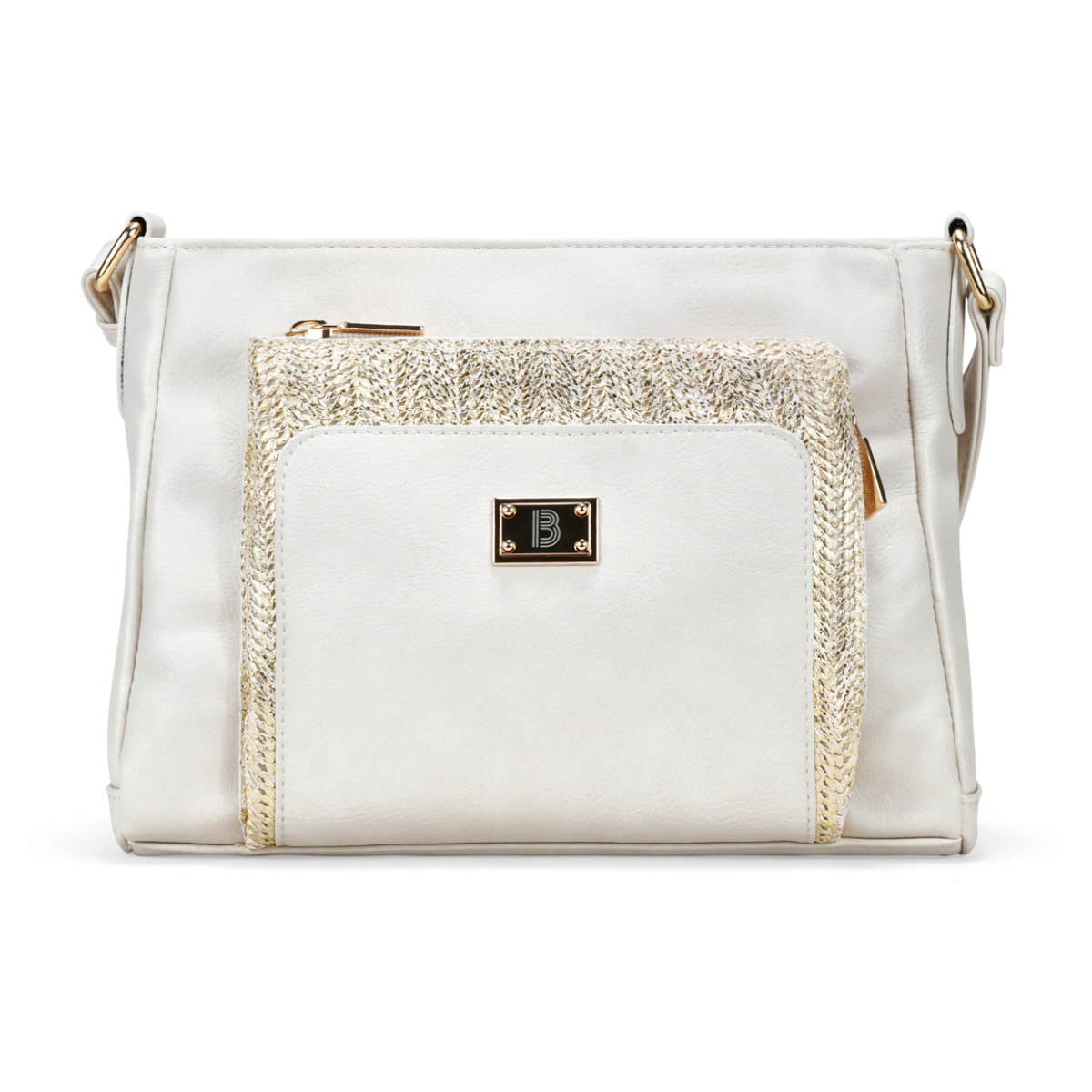 Bolso bandolera beige con cremallera
