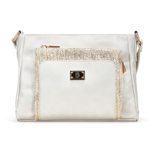 Bolso bandolera beige con cremallera