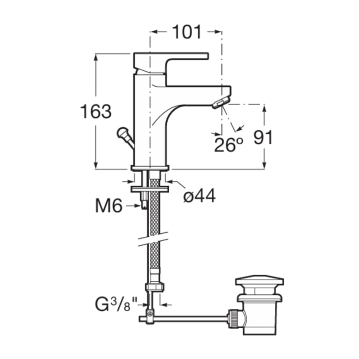 Arola mitigeur de lavabo à levier avec bonde, chrome brillant (A5A306AC0K)