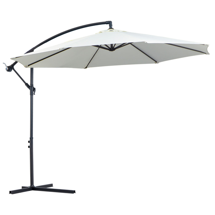 Sombrilla de Jardín Ø300x250 cm Parasol Excéntrico Inclinable con Manivela Crema