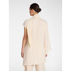 Elena Mirò - Blusa lunga asimmetrica con fusciacca - Beige