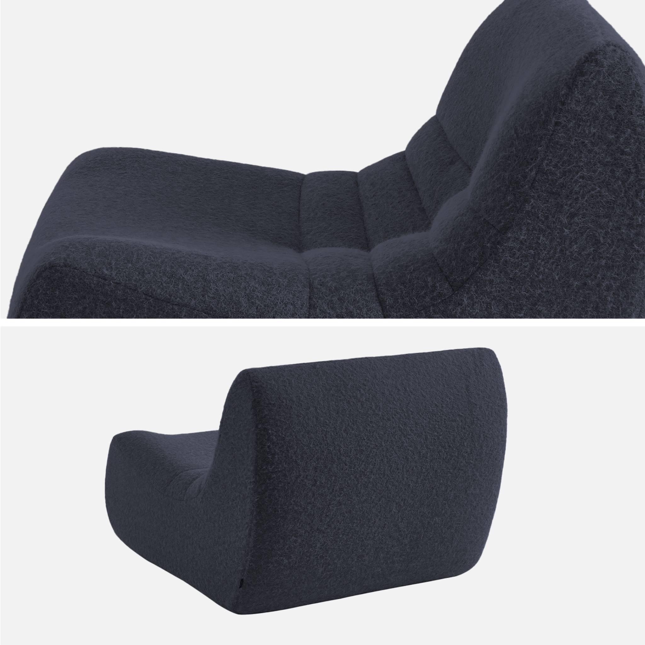 Chauffeuse tissu effet alpaca 3 places. bleu nuit. style contemporain. L 91 x P 105 x H 72cm
