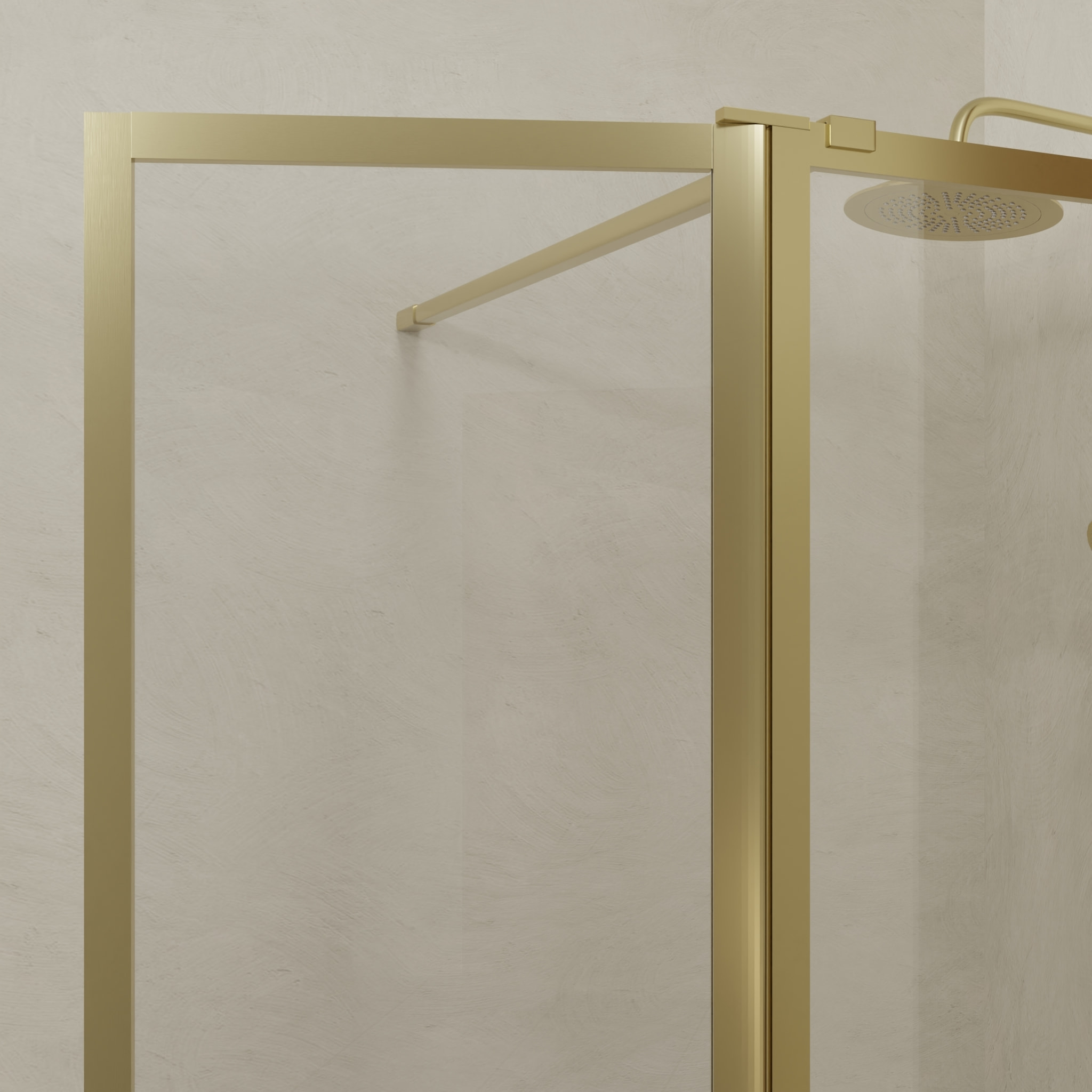 Paroi de Douche avec Volet Pivotant 90+40x200 cm - Finition Or Doré Brossé - GOLDY CONTOURING
