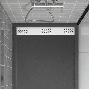 Grille linéaire en Aluminium Blanc Mat pour receveur - 79.5x11x0.2cm