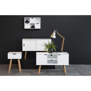 Buffet scandinave blanc avec 2 placards ALENA