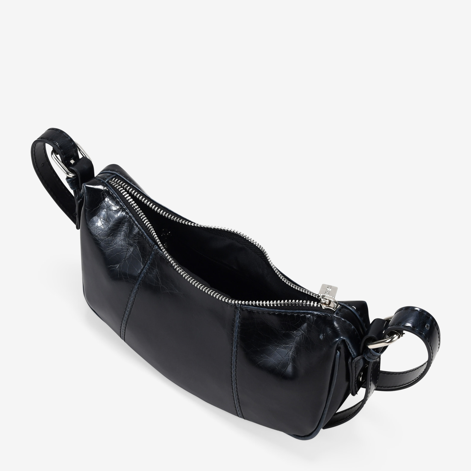 Bolso de hombro negro vintage con cremallera