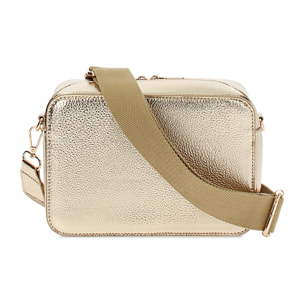Mini bag a tracolla da donna oro in laminato