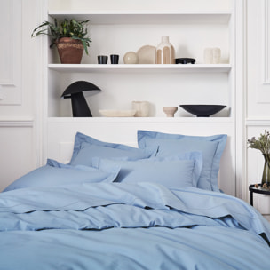 Taie d'oreiller unie en percale de coton, Made in France, ROYAL LINE , Bleu
