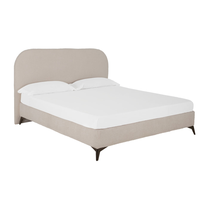Lit rembourré en boculé gris clair pour les matelas en différentes tailles