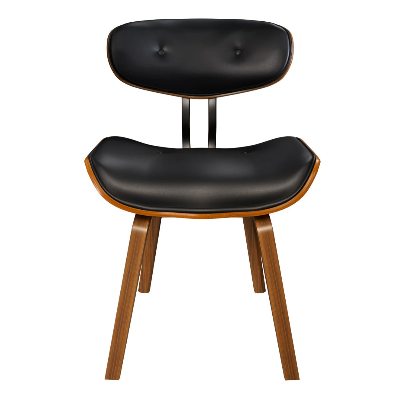 Chaise en PU noir et pieds en bois plié - Pétrus