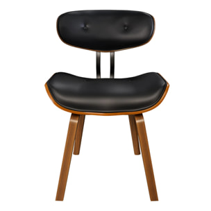 Chaise en PU noir et pieds en bois plié - Pétrus