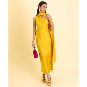 Vestido midi asimétrico con lazada