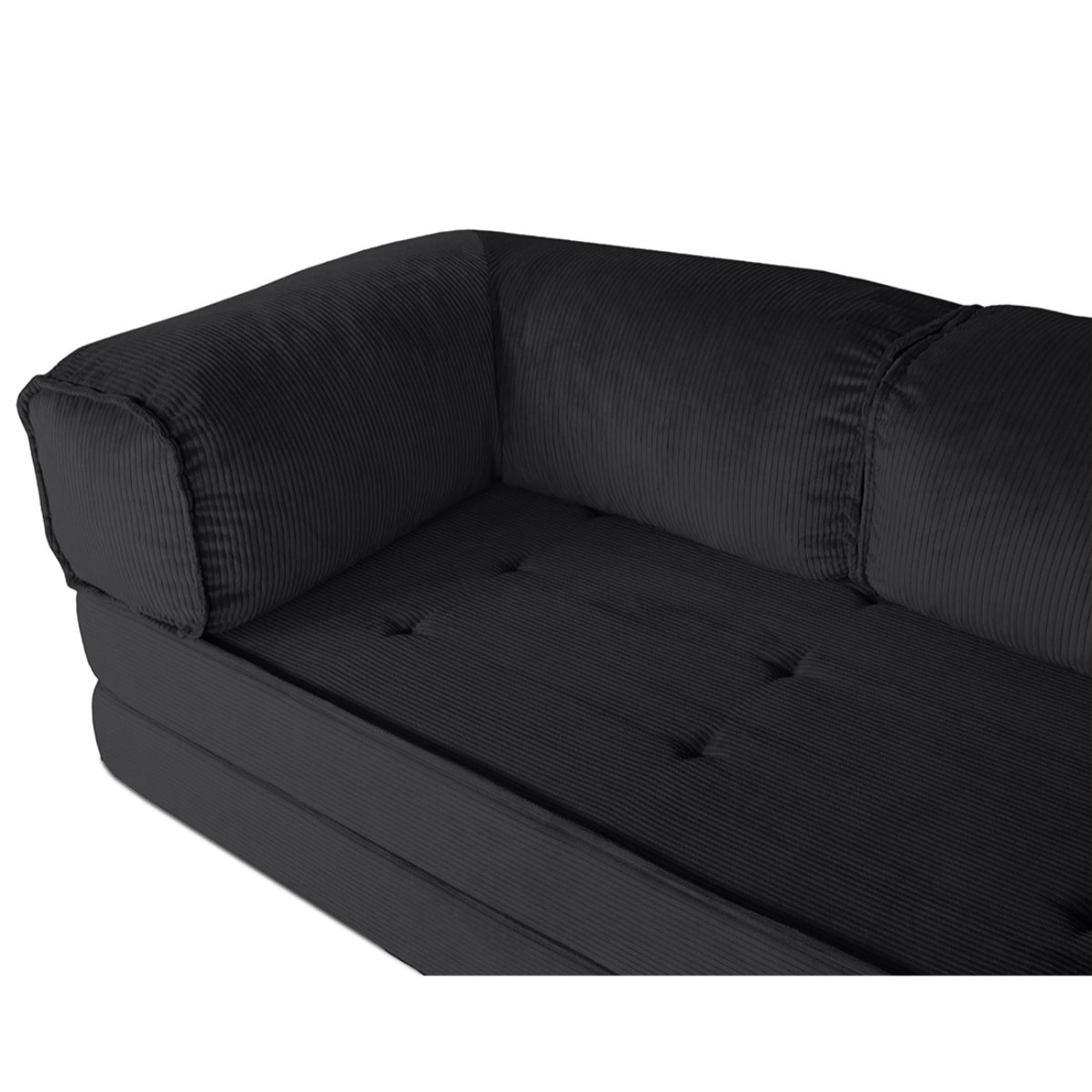 Poppy - canapé 3 places convertible en velours côtelé - Noir