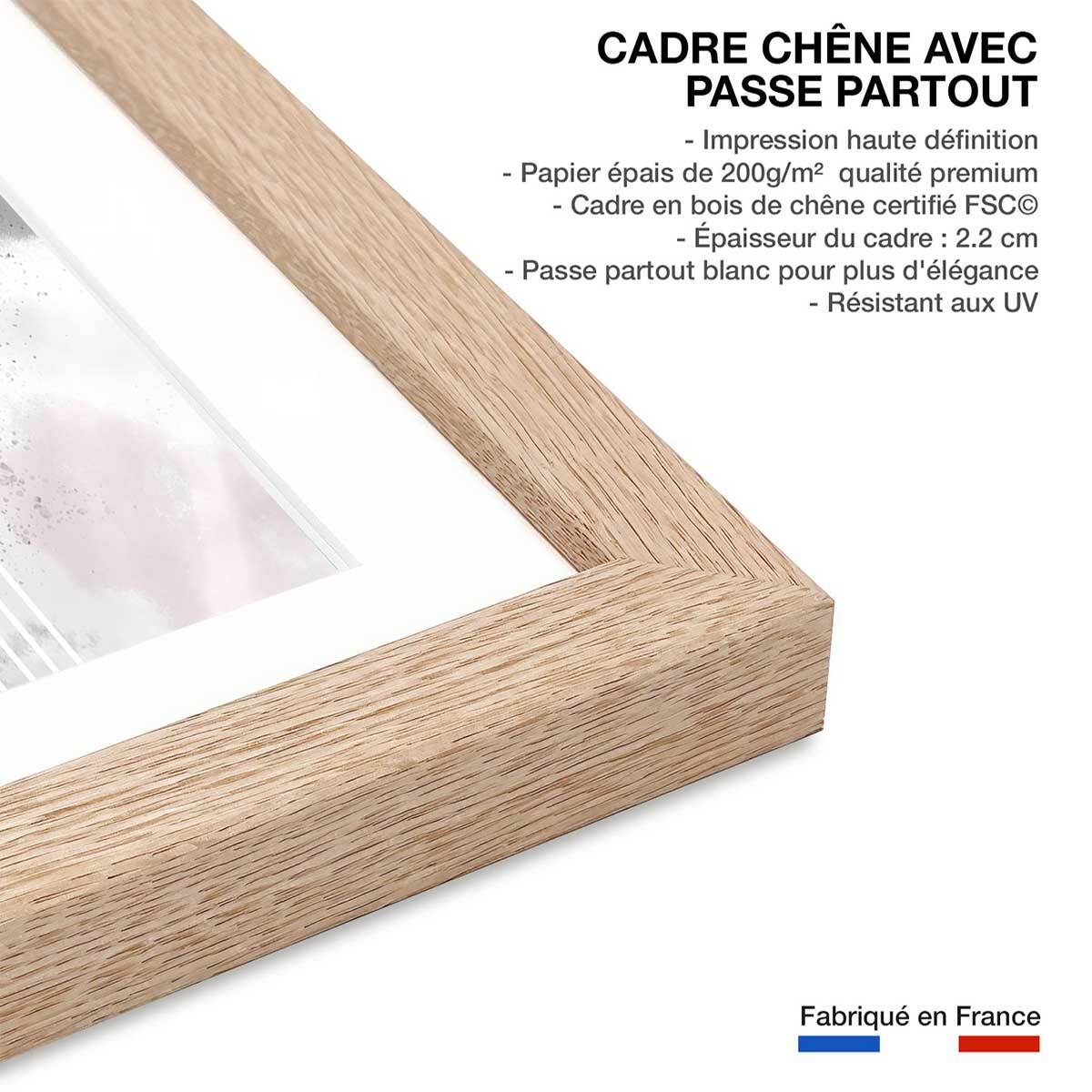 Affiche Melva Stripes Affiche + cadre en bois - Chêne