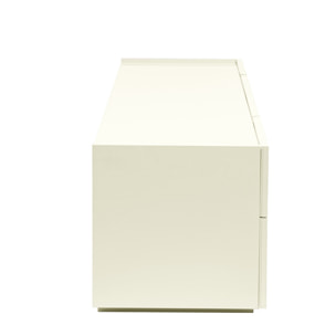 Meuble TV design beige laqué brillant avec rangements L199.8 cm ISAURE