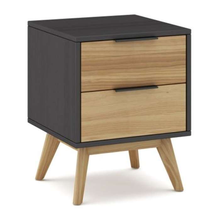 Mesita de noche Numa 2 cajones Gris Alpino - Oak