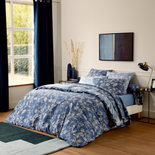 Drap plat percale de coton végétal - Bleu