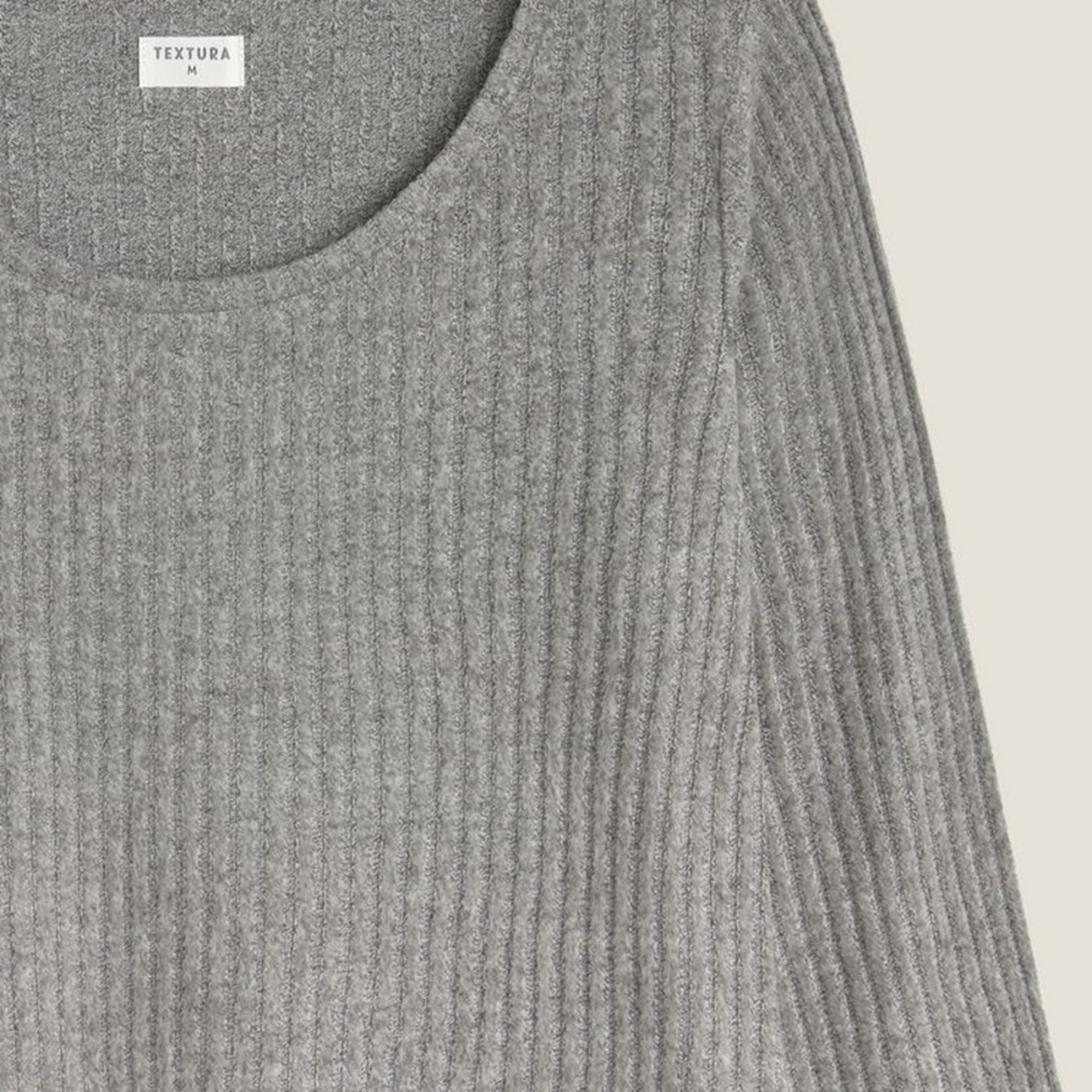 Camiseta punto canalé Sisa color gris Poliéster