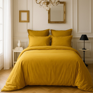 Housse De Couette 100% Satin de Coton lavé 105 Fils Bronze