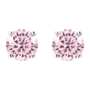 Orecchini a Lobo con Punto Luce in Cubic Zirconia Rosa in Argento 925 placcato Platino