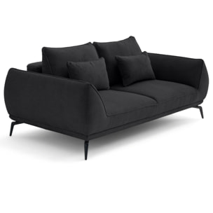 Arica - canapé droit 2 places en tissu texturé - Noir