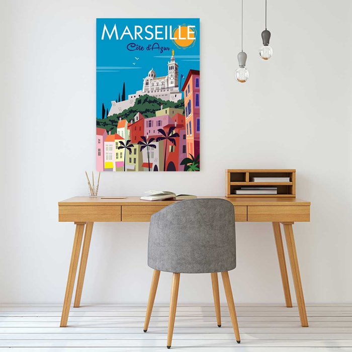 Tableau dessin vintage marseille Toile imprimée