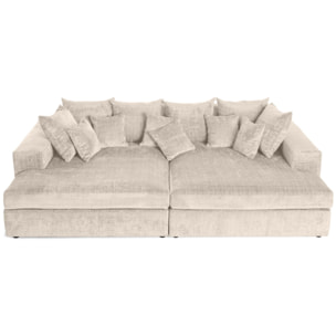 Collins - canapé droit 4 places avec double méridienne - assise profonde - en velours texturé - Beige
