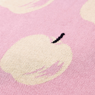 Manta 140x190cm 1000gr 100%acrilico rosa con manzanas amarillas benetton fruits