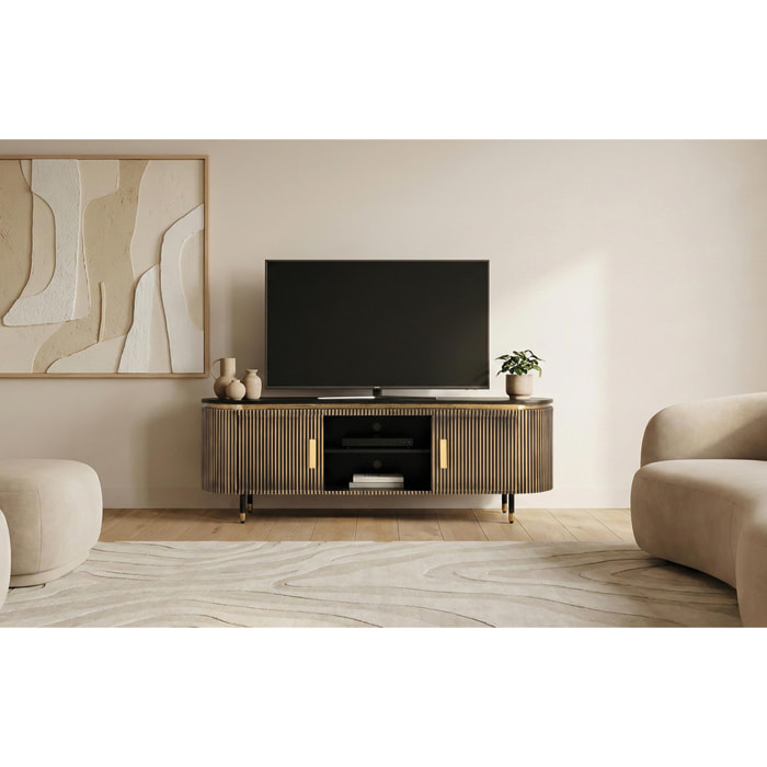 Mueble TV de Madera de Mango 150 Cm Estilo Clásico Moderno