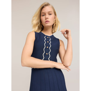 Motivi - Vestito flare in maglia fine plissé - Blu