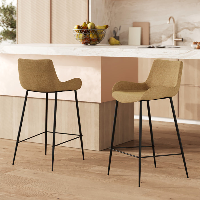 Lot de 2 chaises pour îlot central en tissu jaune 65 cm - Pirata