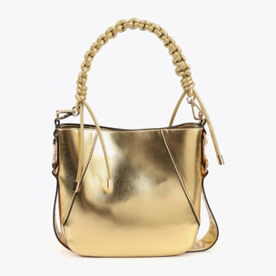 Borsa con manico intrecciato effetto pelle