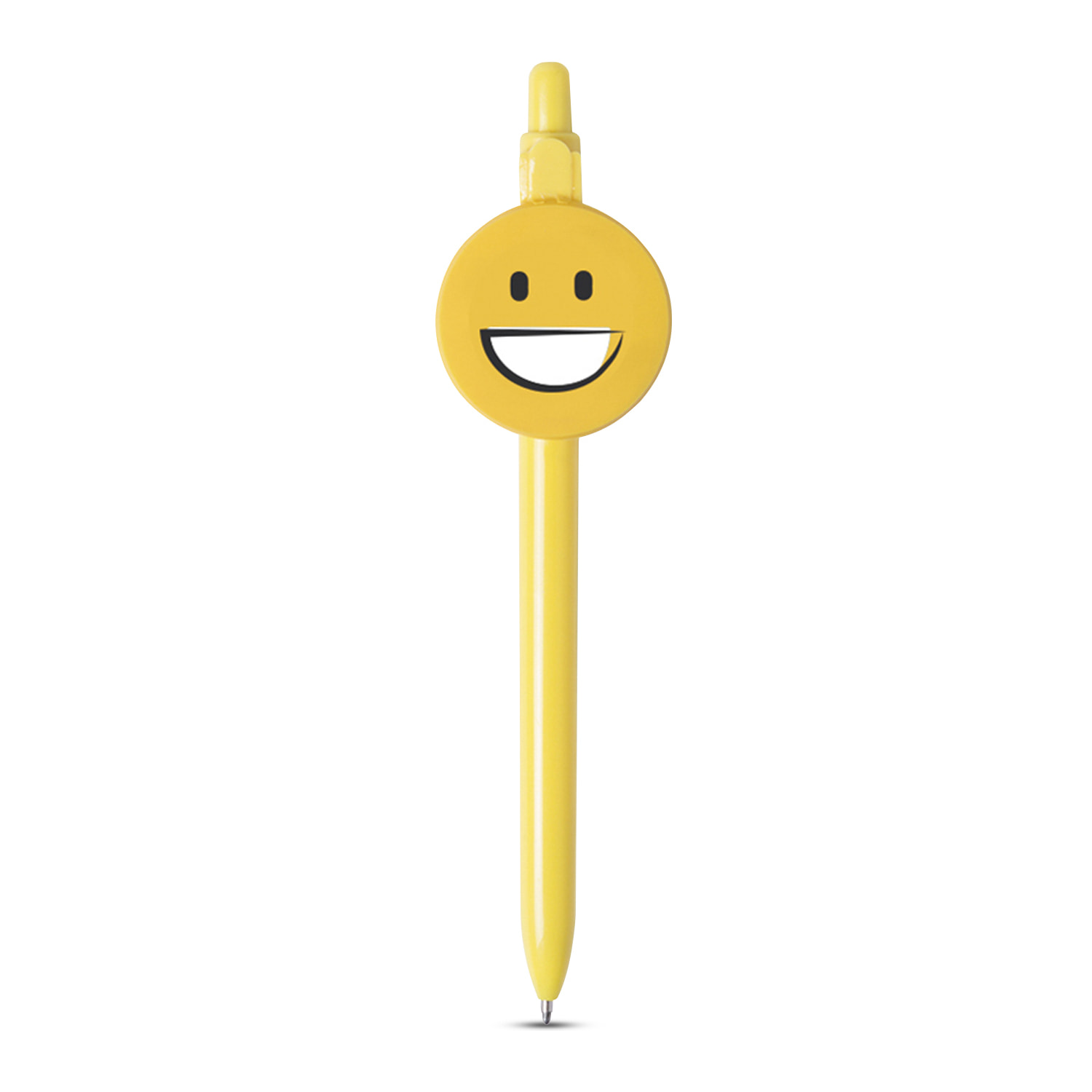 Bolígrafo Fricum diseño emoji sonrisa. Con mecanismo pulsador y tinta azul.