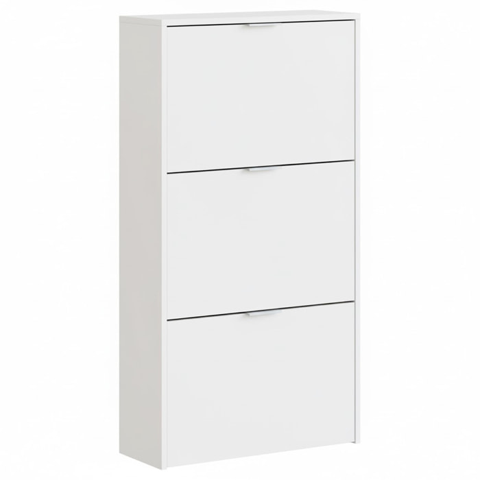 Scarpiera A Ribalta Salvaspazio 3 Ante E 6 Ripiani Mobile Portascarpe Fino A 20 Paia Di Scarpe Ingresso Corridoio Retro Porta 113 x 60 x 22 Cm Bianco