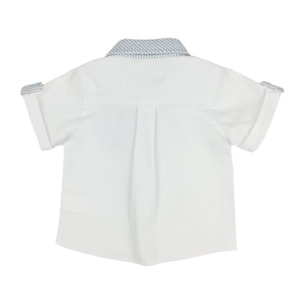 CAMICIA BIANCA DETTAGLI RIGATO BIANCO AZZURRO ELICOTTERINO