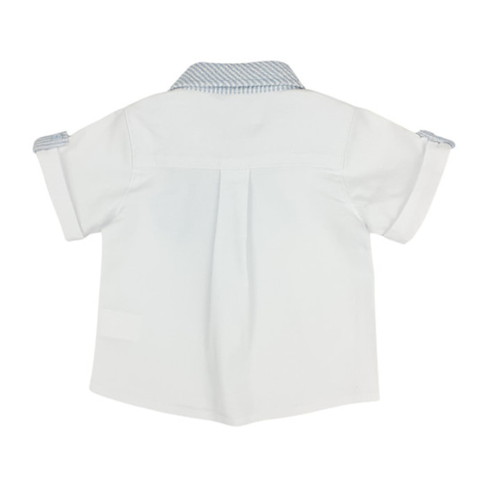 CAMICIA BIANCA DETTAGLI RIGATO BIANCO AZZURRO ELICOTTERINO