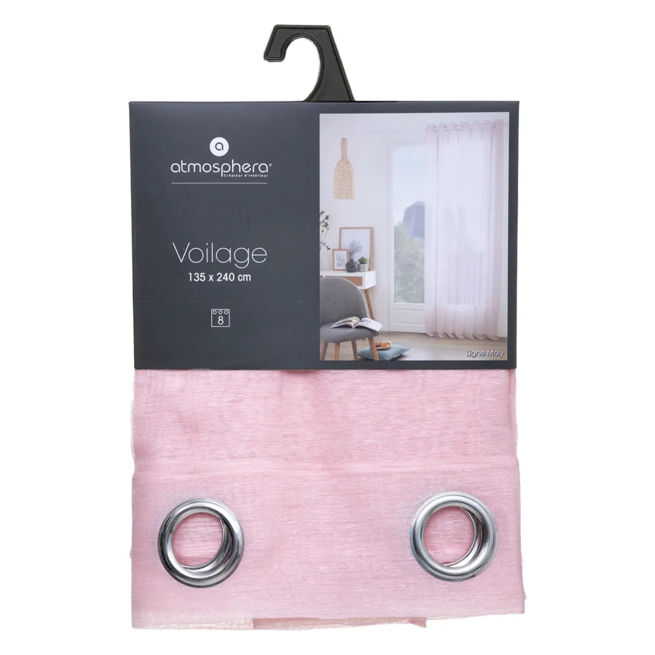 Voilage "Moly" rose clair 135x240cm