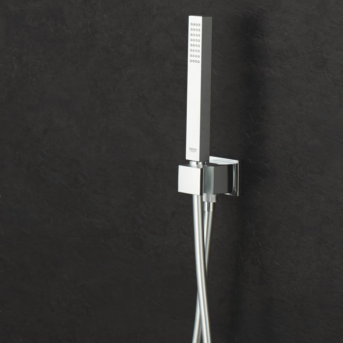 GROHE Euphoria Cube Stick avec pommeau de douche 1 jet, support mural et flexible SilverFlex 1.25m 26405000